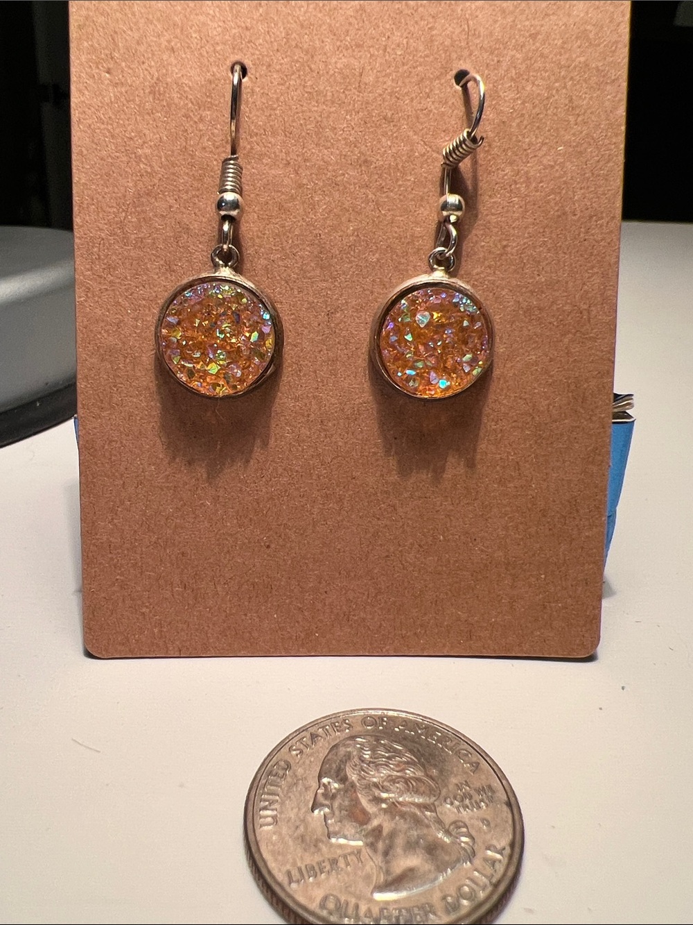Gold Iridescent Druzy Drop Earrings - Women Jewelry